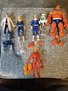 Marvel Fantastic Four Retro Card Lot 4 Figures w/ Accessories Unboxed