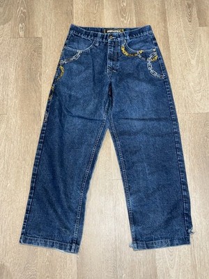 Southpole Elite Embroidered Chains Wide Leg Y2K Vintage Denim