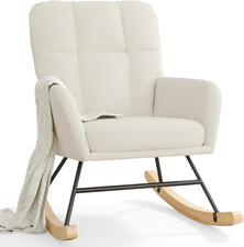 Nursery Rocking Chair Upholstered, High Backrest Glider Rocker Accent Chair with
