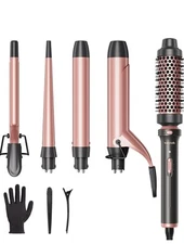 Wavytalk 5 in 1 Curling Iron Curling Iron Set with Thermal Brush and 4 Interc...