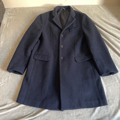 Albam Mantel Herren Größe 3 mittelblau Wollmantel Einreiher Fox Brothers