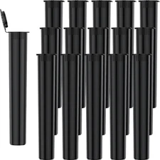 116mm Pre Roll Tube Vials, Urekt Child 15 Pack Black, Black Translucent 