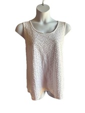 EST. 1946 Sleeveless Eyelet Scoop Neck Tank Top White XL Cottagecore Romantic