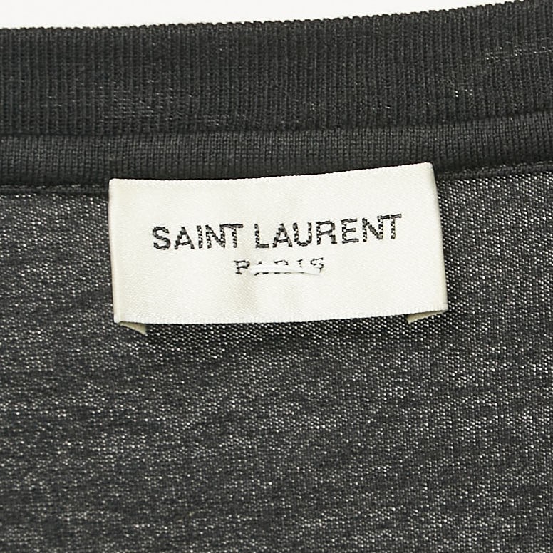 T shirt Saint Laurent nera in cotone con stampa logo M