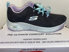 Skechers Women 11 COMFY WAVE Arch Fit Machine Washable Black Lavender