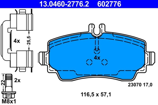 Bremsbelagsatz Scheibenbremse Ate 13.0460-2776.2 FüR Mercedes Klasse W168 140-image