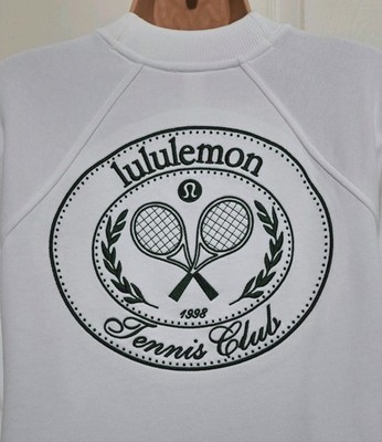 Lululemon Tennis Club Sweatshirt weiß Damen XS UK 8-10 Baumwolle French Terry