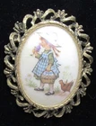 Vintage Holly Hobby Brooch or Pendant  Costume Jewelry