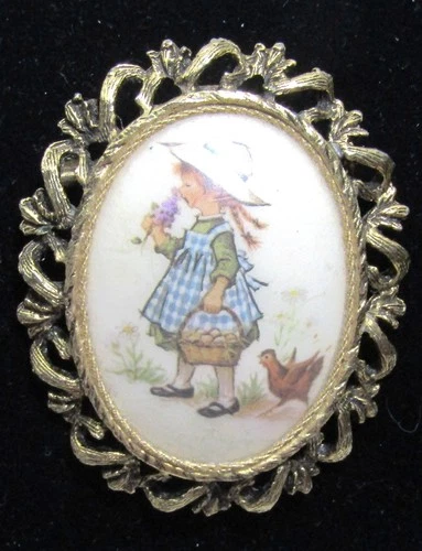 Vintage Holly Hobby Brooch or Pendant  Costume Jewelry