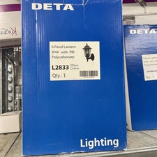 Deta L2833BK Coach Lantern with PIR - 6 Panel (Black) 