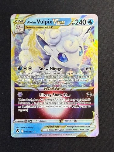 Alolan Vulpix VSTAR 034/195 SWSH12: Silver Tempest NM Pokemon