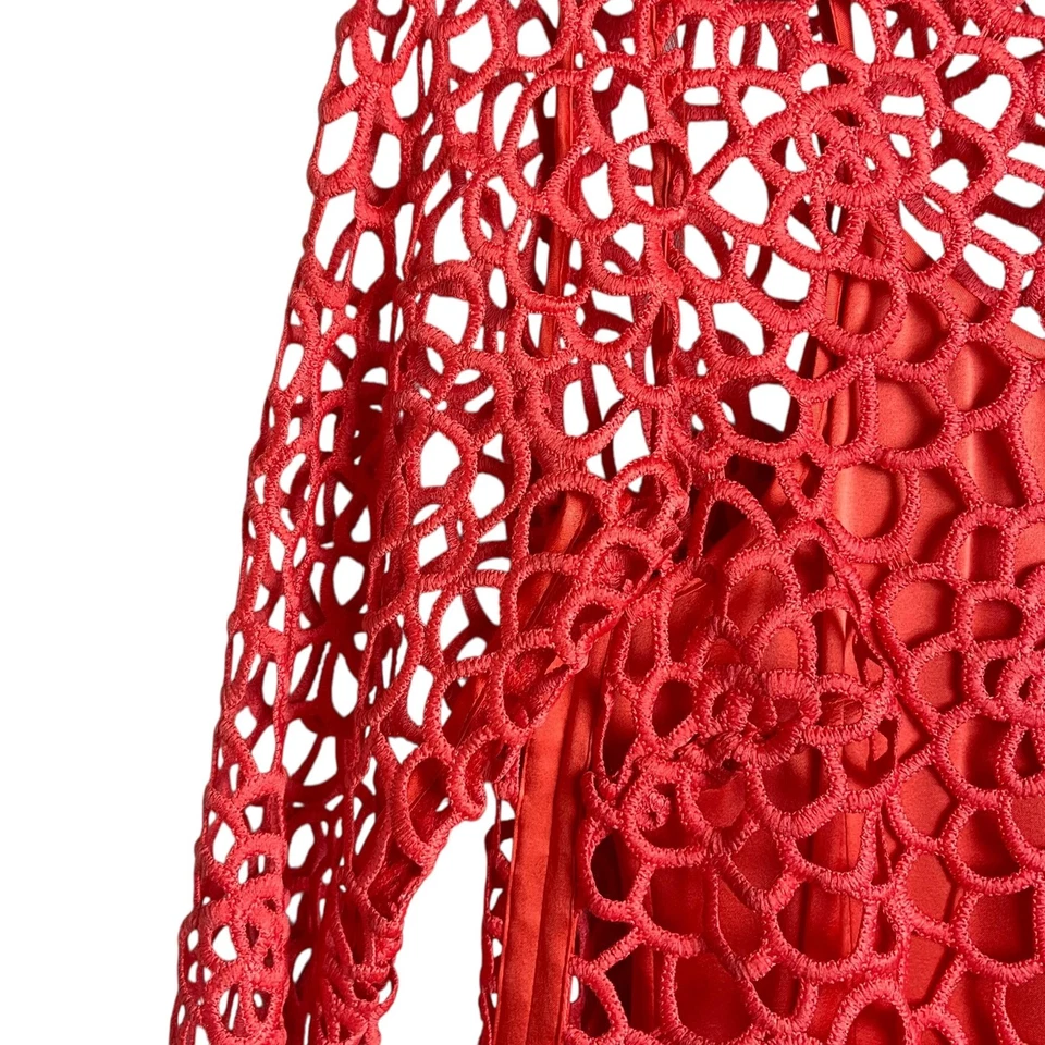 Worth New York Dress Womens 2 Lace Overlay Sheath Lined Floral Cocktail Party - Image 3 of 4