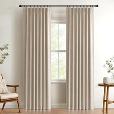 Linen Look Textured Pinch Pleated Curtains Blackout Drapes 84 Inch Long 2 Panels