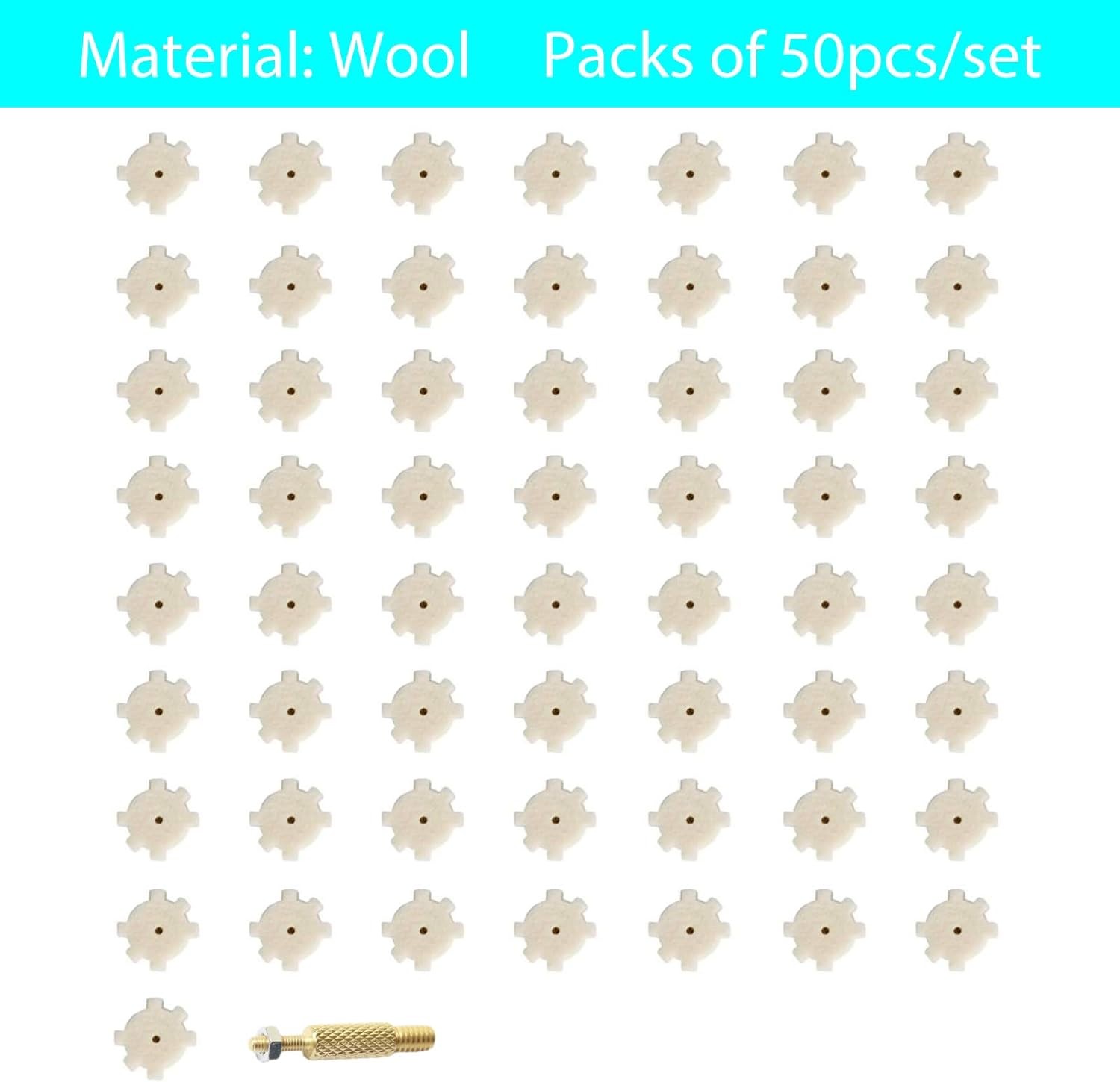 (50 Pack) Aolamegs .223/5.56 Wool Star Chamber Cleaning Pads or Attachment... 