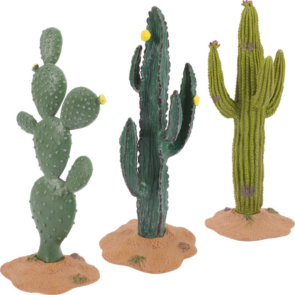 3 Pcs Small Artificial Cactus Figurines PVC Mini Plants Decoration for ...