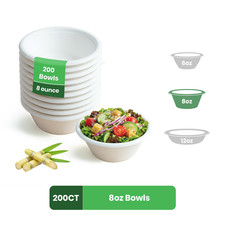 Disposable Paper Bowls CompostableBagasse Bowls Microwave Safe 8 Oz, 200CT -FPN