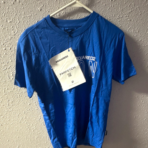 Dsquared2 Men's Blue Logo Graphic Print Crew Neck Short Sleeve T-Shirt Size S