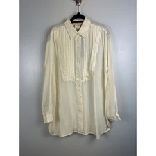 NOS No Boundaries NOBO 1990s Silk Pleated Tunic Top Ivory One Size Luxury Chic