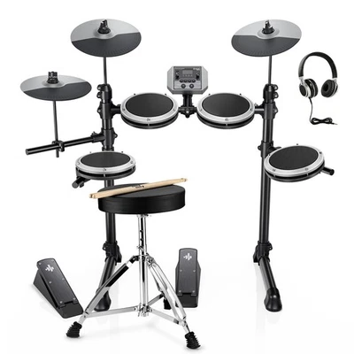 Donner DED-80 E-Drum Set Schlagzeug leises Mesh Kit mit Thron Pedale 180 Sounds