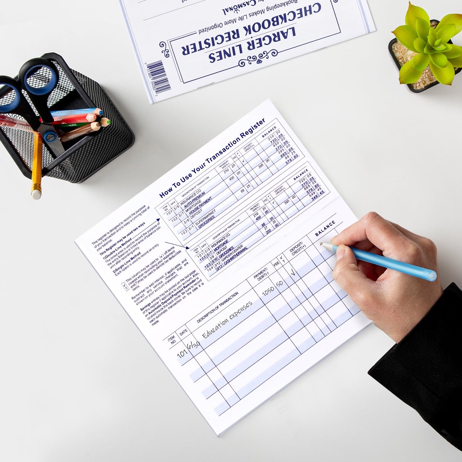 как выглядит Larger Lines 20 Pack Checkbook Register, Check Registers for Personal Use, Bl... фото