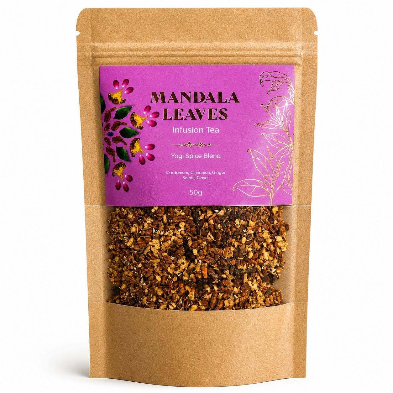 Mandala Leaves Yogi Spice Blend Infusion Tea 50g | Cardamom Cinnamon Ginger