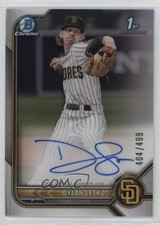 2022 Bowman Draft Chrome Pick Refractor 404/499 Dylan Lesko #CDA-DL Auto 1n8a