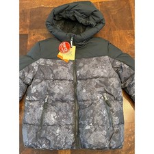 NWT ZeroXposur Kids Puffer Jacket Size 10/12 Black Camo Print Hooded 80 Orig