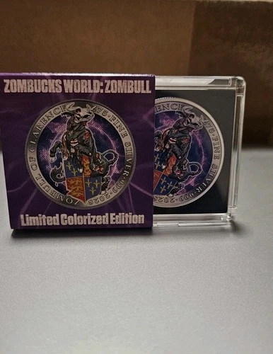2025 1oz Silver .999 Zombucks Zombull Colorized 1,200 Limited Mintage Edition