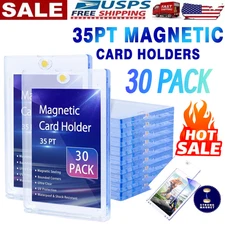 30Pack Magnetic Trading Sports Card Holders 35pt One-Touch Hard Case UV Protect~