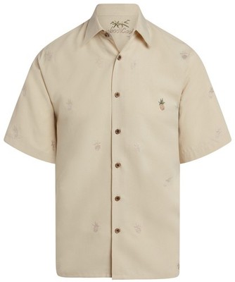 Bamboo Cay Men's Short Sleeve Pineapple Connection Shirt, Cream, Medium