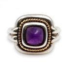 VINTAGE TIFFANY & CO AMETHYST TWO TONE RING STERLING SILVER 18K YELLOW GOLD SZ 6