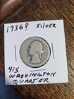 WASHINGTON QUARTER 90% SILVER Content 1936   FREE  SHIPPING # 415