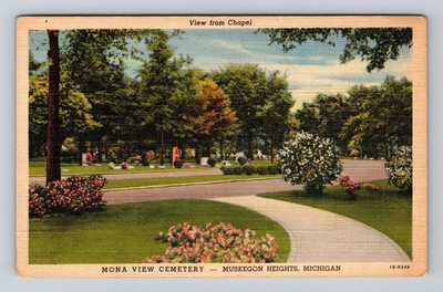 #ad #ad Muskegon Heights MI Michigan Mona View Cemetery Antique Vintage Postcard $0.99