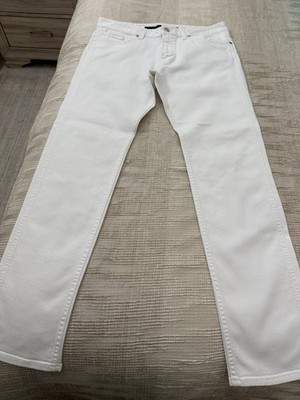 BOSS Men s White Slim Fit Straight Leg Denim Jeans, Mid Rise, 5-Pocket