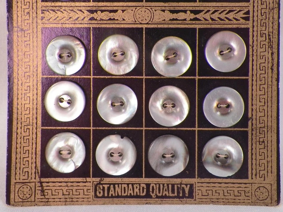 24 Abalone Shell Buttons Store Card Antique Iridescent White Smokey Mint #2 - Image 4 of 4