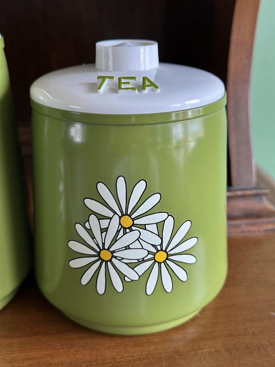 Vintage Kromex Aluminum Avocado Green Nesting Canisters Set 4