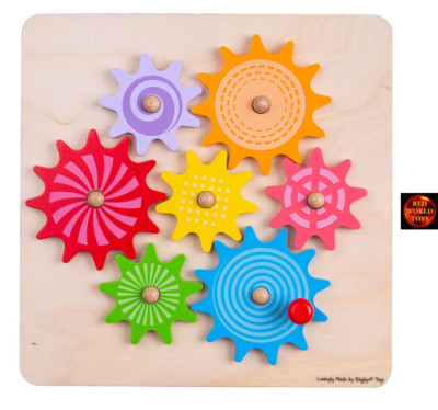 Holzzahnrad Puzzle Zahnräder und Zahnrad Puzzle Kinderpuzzle 7 Teile - Brandneu