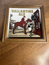 Vintage Ballantine Ale On Draught And In Bottles 9" x 9" Mirror