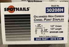 Spotnails 30208H 1/2" Crown 1/2” Long Duo Fast 6516 CXR (Box Of 2500)