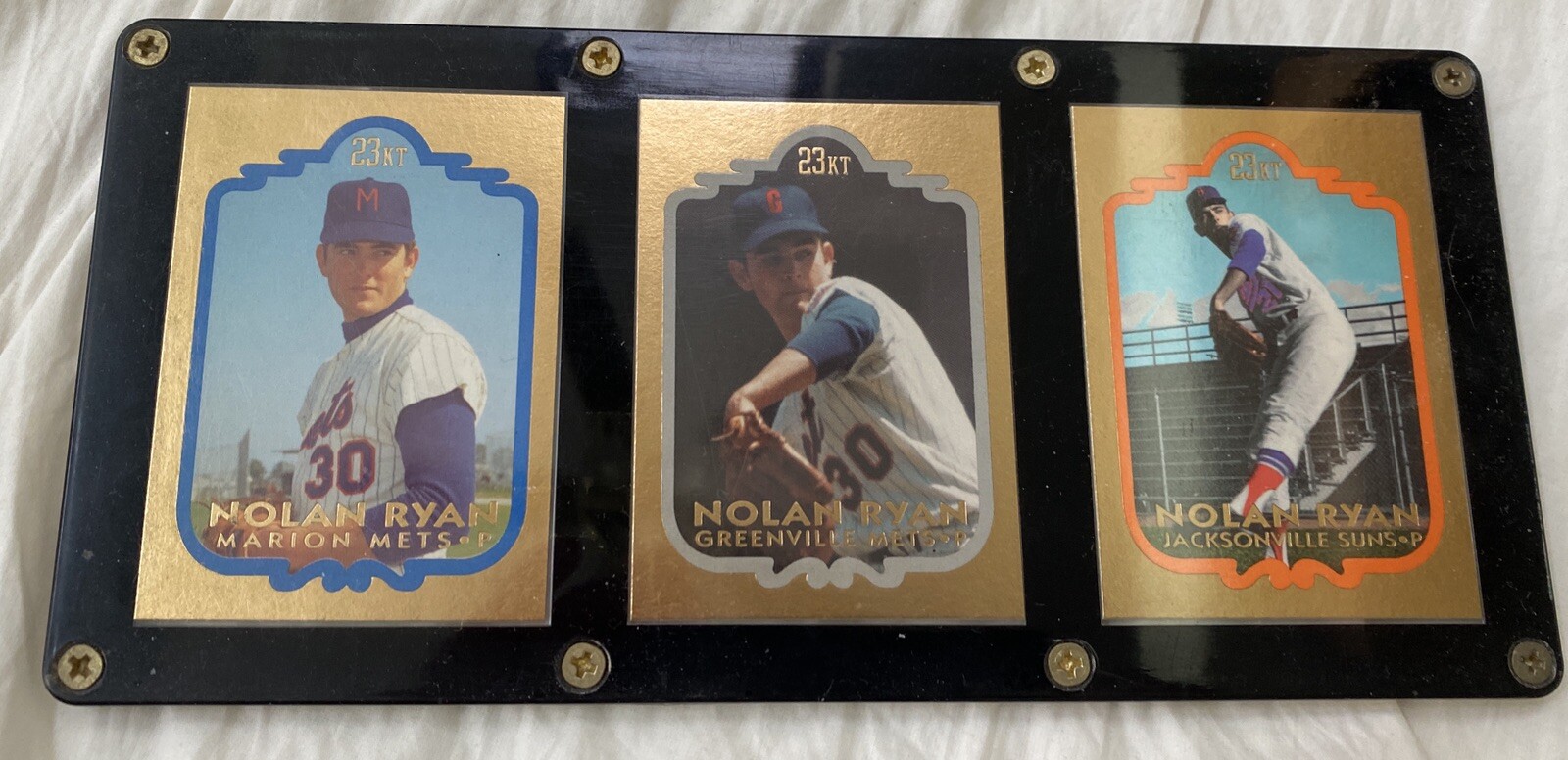 1992 Bleachers 23KT NOLAN RYAN Gold Set of 3, #2/10,000 HOF RARE GOLD CARDS MINT