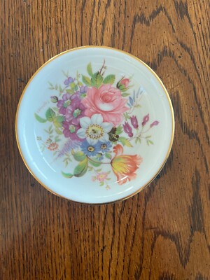 Aynsley Trinket dish Fine Bone China Howard Sprays Floral  Signed 4 3/8''
