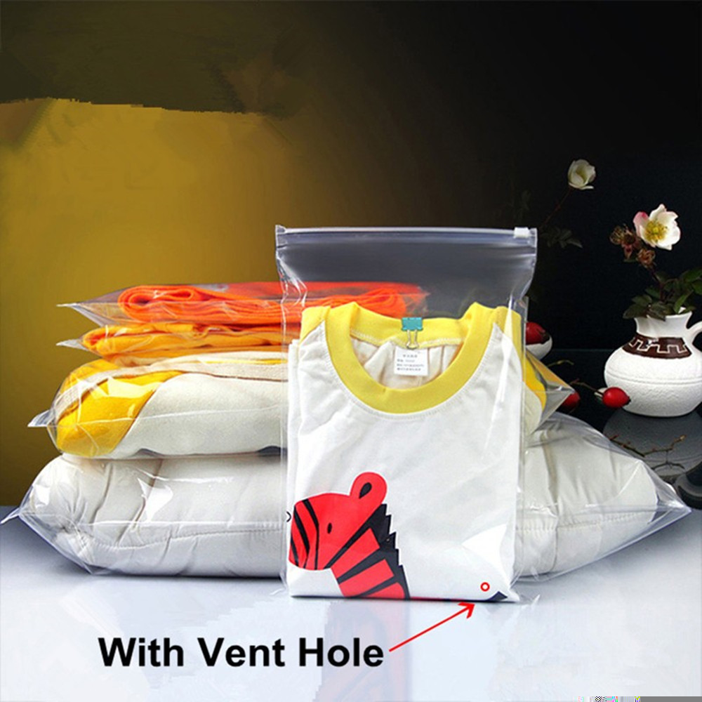 Clear Matte Zip lock Plastic Packing Bags for Clothes Underwear Storage Reusable