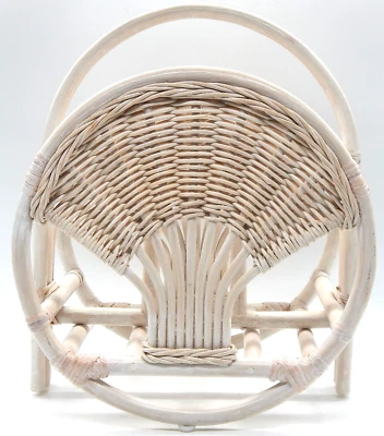 VTG Mid Century Modern Bentwood Wicker Magazine Rack Caddy Cane Boho - Image 1 of 4