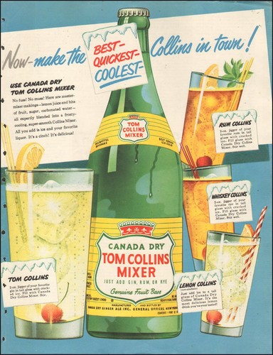 Vintage ad for Canada dry Tom Collins Mixer`retro bottle glass cherry | eBay