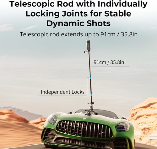 Pro Action Camera Car Mount - Telescopic Suction Cup Kit for High-Angle Filming - Picture 6 of 10