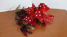 Large Red CLIP ON FLAPPER w/ Sequins, Flower and Feathers Hair Accessory