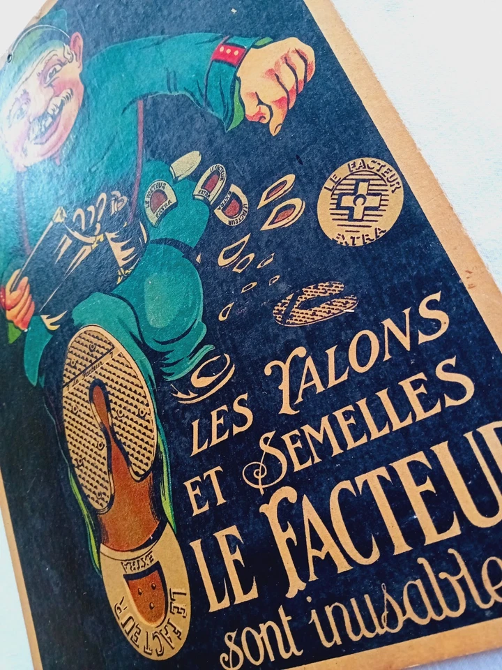 Ancien carton publicitaire Talon & Semelle Le FACTEUR cordonnerie LA POSTE - PTT - Photo 3/4
