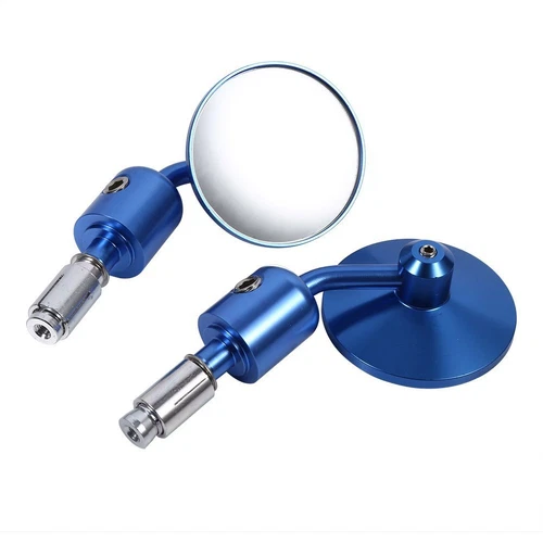 Blue Motorcycle CNC Aluminum Rear view Handle Bar End 7/8" Side Mirror Round
