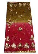 Indian Vintage Dupatta Georgette Floral Embroidered Long Stole Wrap scarf Hijab