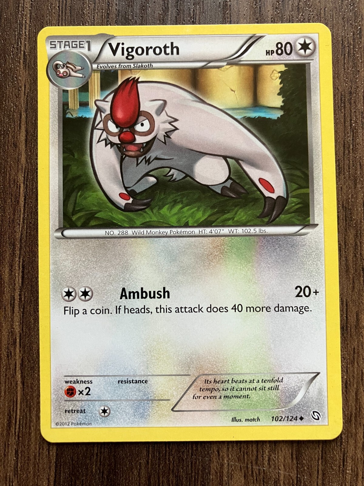 Vigoroth 102/124 - 2012 Pokemon Dragons Exalted Uncommon Card